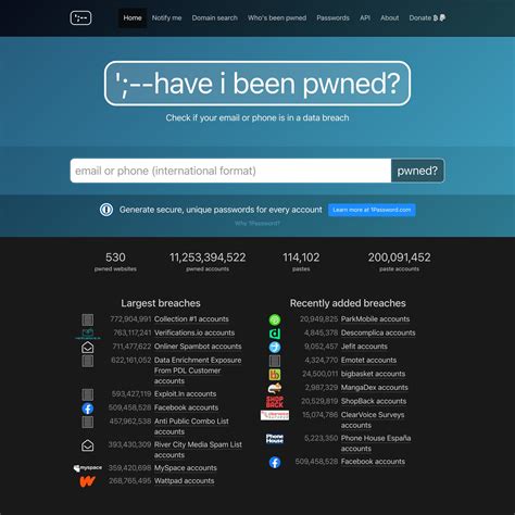 Have I Been Pwned: Check if your email has been。